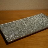 Länglicher Kerzenteller, Silber mit Spiegelsplitter