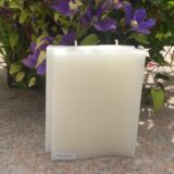 NACHHALTIGE Doppelwelle mit zwei Dochte, 19 x 14 x 4 cm, aus Recycling-Wachs, weiß oder creme – Bild 3