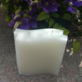 NACHHALTIGE Doppelwelle mit zwei Dochte, 19 x 14 x 4 cm, aus Recycling-Wachs, weiß oder creme – Bild 4