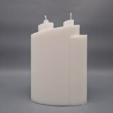 NACHHALTIGE Ellipse, Doppelspirale, mit zwei Dochte, 19 x 13 x 6 cm, aus Recycling-Wachs, weiß oder creme – Bild 2