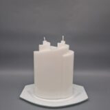 NACHHALTIGE Ellipse, Doppelspirale, mit zwei Dochte, 19 x 13 x 6 cm, aus Recycling-Wachs, weiß oder creme – Bild 3