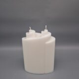 NACHHALTIGE Ellipse, Doppelspirale, mit zwei Dochte, 19 x 13 x 6 cm, aus Recycling-Wachs, weiß oder creme – Bild 4