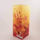 Käsekerze "Romantik pur", dreifärbig, 6 x 6 x 16 cm