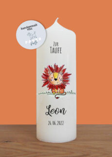 Taufkerze mit Löwe