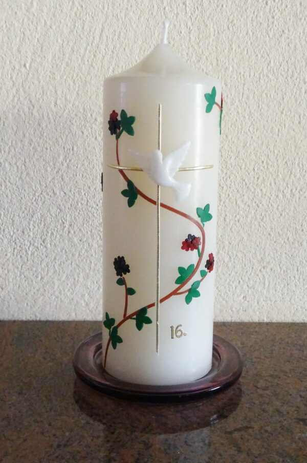 Taufkerze "Brombeer-Ranken", Wachsmotive, personalisiert – Bild 5