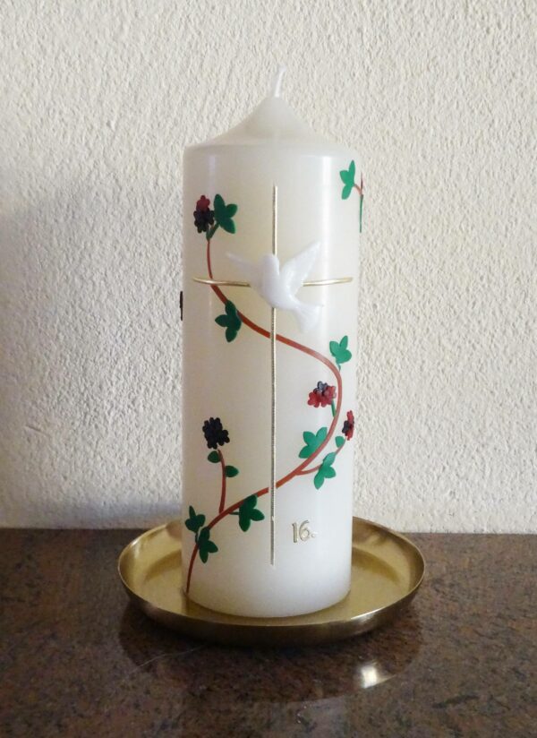 Taufkerze "Brombeer-Ranken", Wachsmotive, personalisiert – Bild 4