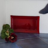 Kerzenteller Glas rot