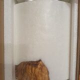 EXQUISITE Ovale Kerze mit ECHTHOLZSTÜCK und 2 Teelichteinsätzen, aus Stearin mit Kristall-Optik,  21 x 14 x 8 cm, Weiß, unsere exquisiteste Kerze! – Bild 4