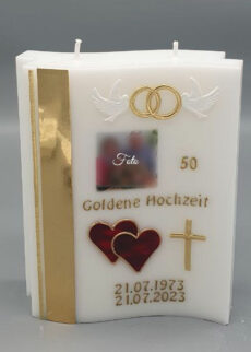 Goldene Hochzeitskerze mit Foto