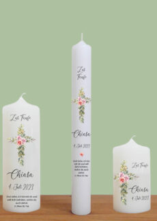 Taufkerze CHIARA Onlineshop Kreuz mit Rose zusammenstellung