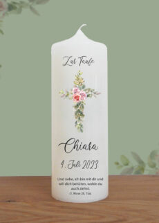 Taufkerze CHIARA Onlineshop Kreuz mit Rose