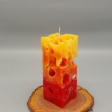 Käsekerze "Romantik pur", dreifärbig, 6 x 6 x 16 cm – Bild 3