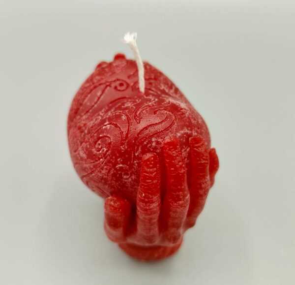 3D Kerze Herz mit Händen rot
