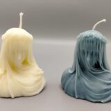 3D Kerze: "Frau mit Schleier/Göttin", grau-blau oder weiß – Bild 4