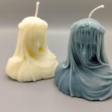 Frau mit Schleier Kerze 3D Kerze graublau Göttin