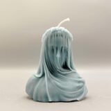 Frau mit Schleier Kerze 3D Kerze graublau Göttin