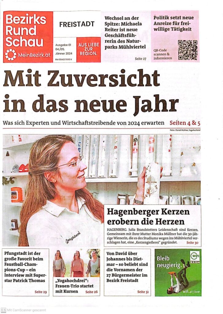 Titelseite Bericht Kerzengiesserei Bezirksrundschau