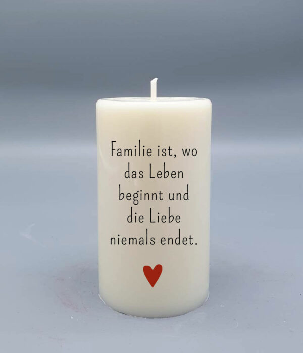 Spruch kerze 10x6 mit frechem spruch Familie