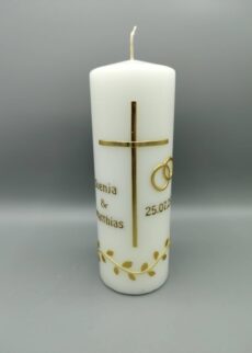 hochzeitskerze gold blaetterranke kreuz