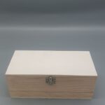 Premium Etui aus Holz, 23 x 11 x 9 cm, mit Metall-Verschluss in Silber, für Stumpenkerzen 20 x 7 cm und 20 x 8 cm