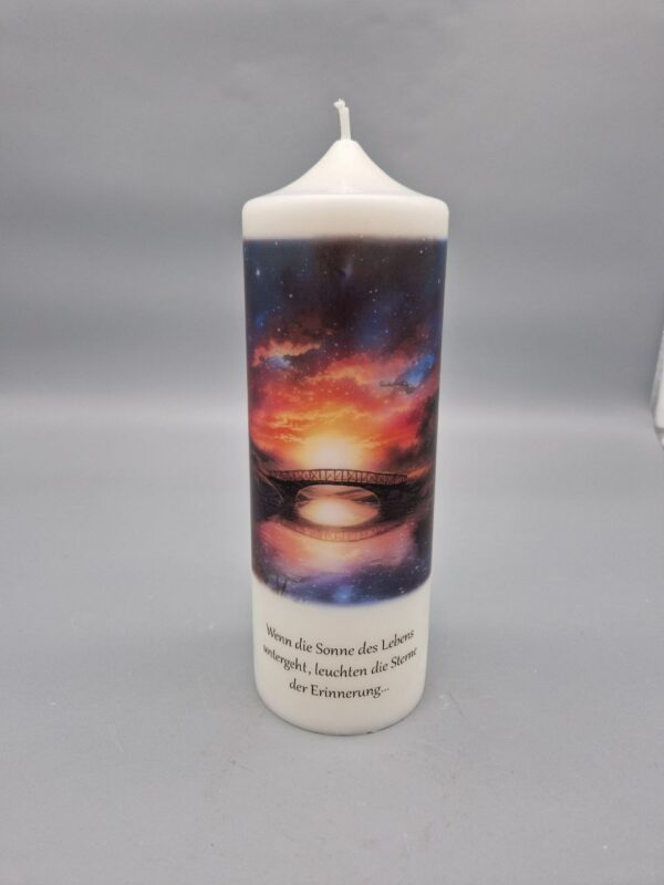 NACHHALTIGE Trauerkerze "Wenn die Sonne des Lebens untergeht,....", 20 x 7 cm, Druckmotiv, schöner Spruch, OHNE Personalisierung – Bild 2