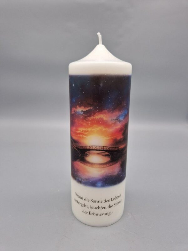 NACHHALTIGE Trauerkerze "Wenn die Sonne des Lebens untergeht,....", 20 x 7 cm, Druckmotiv, schöner Spruch, OHNE Personalisierung – Bild 3