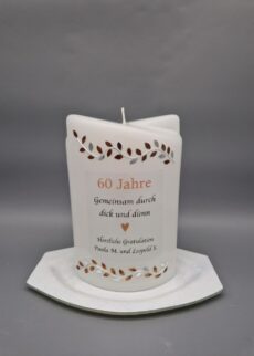 2-Flügel-Ellipse zur Diamantenen Hochzeit = 60 Jahre durch dick und dünn, Wachs und Druck kombiniert, Glückwünsche