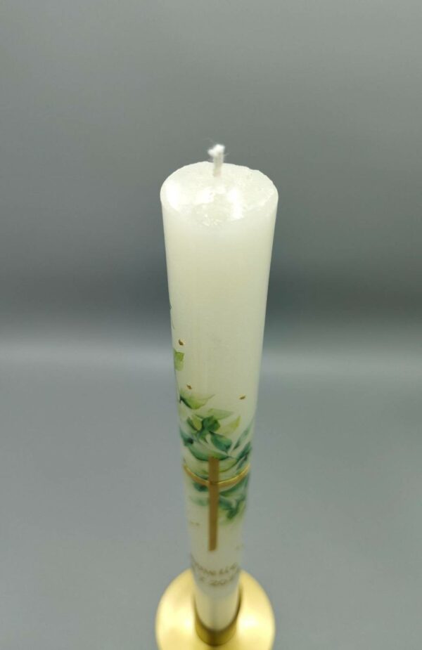 taufkerze blaetter Goldenem Kreuz