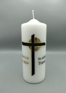 Trauerkerze kreuz Sonne personalisiert