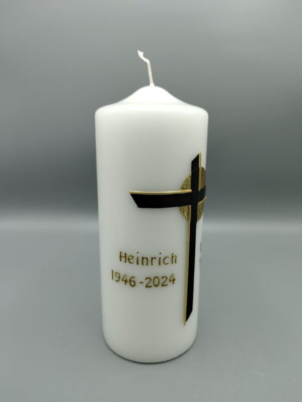 Trauerkerze kreuz Sonne personalisiert