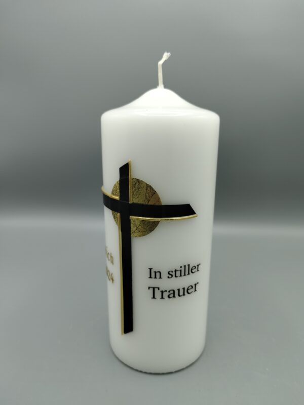 Trauerkerze kreuz Sonne personalisiert