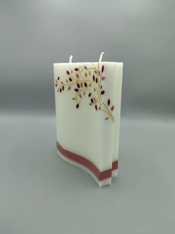 hochzeitskerze rosa blaetter-hochzeit Rosa Baum mit Beschriftung