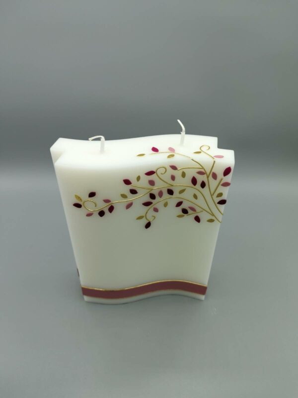 hochzeitskerze rosa blaetter-hochzeit Rosa Baum mit Beschriftung