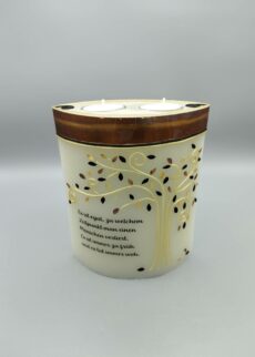 Trauerkerze Gedenkkerze mit teelichtern oval bronze Lebensbaum und Spruch