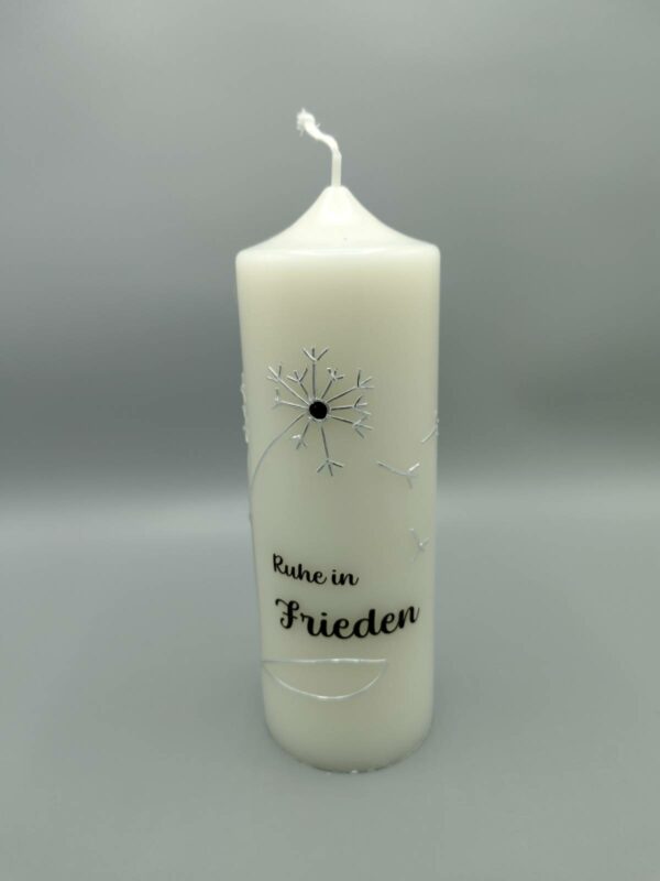 trauerkerze Pusteblume silber personalisierbar 20x7