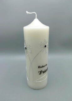 trauerkerze Pusteblume silber personalisierbar 20x7