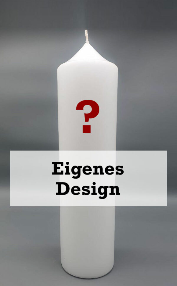 Stumpenkerze, Osterkerze, Gedenkkerze, 50 x 10 cm, WEISS, mit Wunsch-Design, von Grafikerin gestaltet oder nach Foto Vorlage