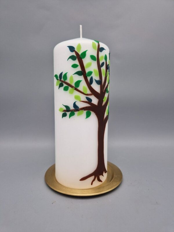 Hochzeitskerze "Lebensbaum für Naturliebhaber", Hochzeitskerze, Wachsmotiv, 20 x 8 cm, personalisiert in Gold oder Silber – Bild 2