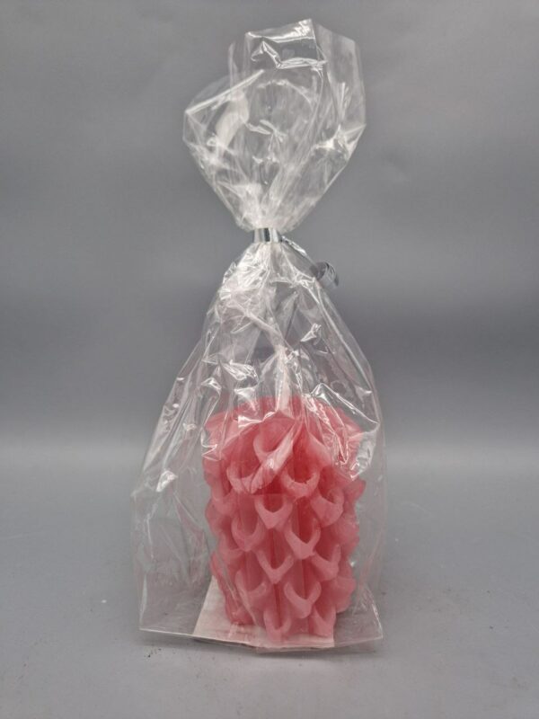 Kerze "Adventzauber", Ätherischer Lemongras Duft, Mittelrosa, 8 x 6 cm, Handarbeit, in Bio-Cellophan als Geschenk verpackt