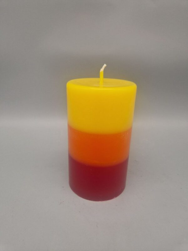 Stumpenkerze "Wärme im Advent", 10 x 6 cm, Gelb, Orange, Rot – Bild 2