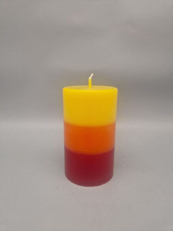 Stumpenkerze "Wärme im Advent", 10 x 6 cm, Gelb, Orange, Rot