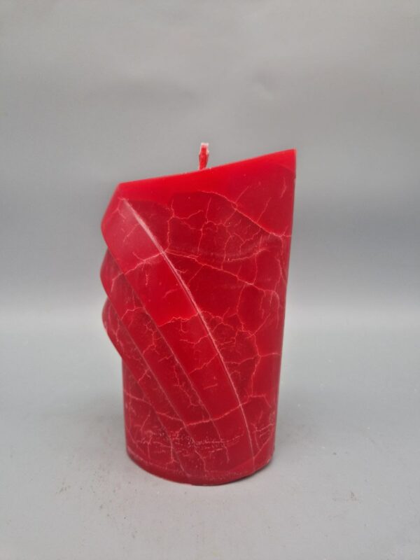 Bogenmotiv Kerze "Glückslicht", Rot, Crash Effekt, 13 x 7 x 4,5 cm, Recycling-Wachs