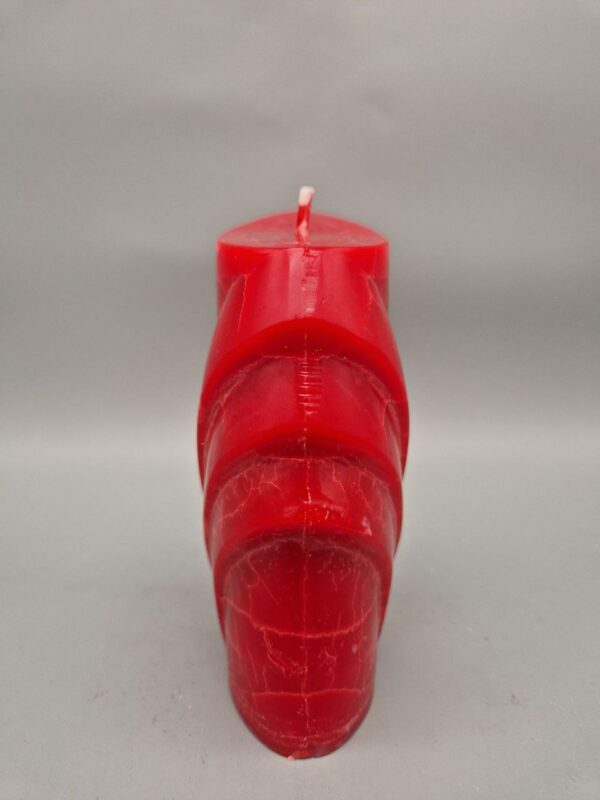 Bogenmotiv Kerze "Glückslicht", Rot, Crash Effekt, 13 x 7 x 4,5 cm, Recycling-Wachs – Bild 3