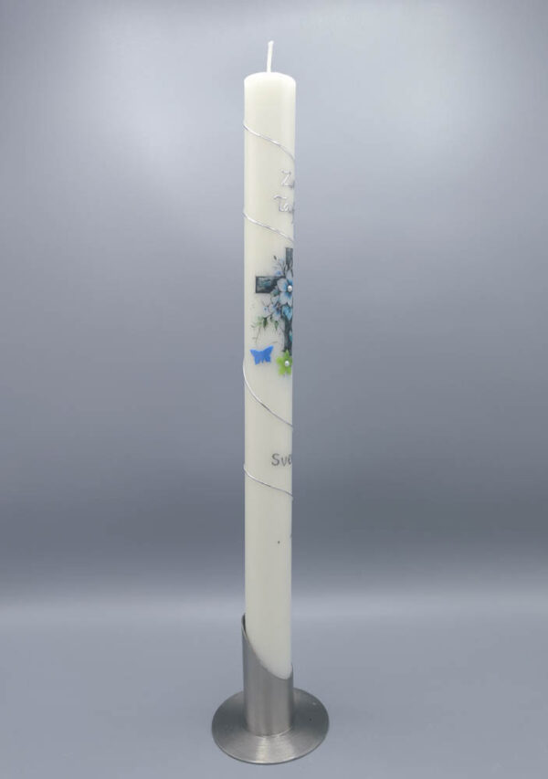 NACHHALTIGES 2-teiliges Taufkerzen-Set "Blau-Silberne Romantik", Tauf- und Lebenskerze, Druck- und Wachs, aus Recycling-Wachs, personalisiert – Bild 9