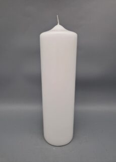 Stumpenkerze 25 x 7 cm, als Hochzeitskerze, Taufkerze, bietet viel Platz für aufwendige Kreationen und schmückende Bänder, WEISS