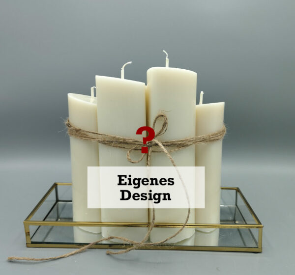 4-teiliges Kerzen-Set "Familie",  creme, Recycling-Wachs, mit eurem Wunsch-Design, inkl. Jute-Band