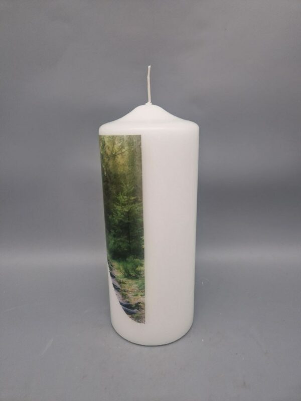 Trauerkerze "Den Wald geliebt", Spruch: "In stiller Trauer", 20 x 8 cm, Druckmotiv, OHNE Personalisierung – Bild 5