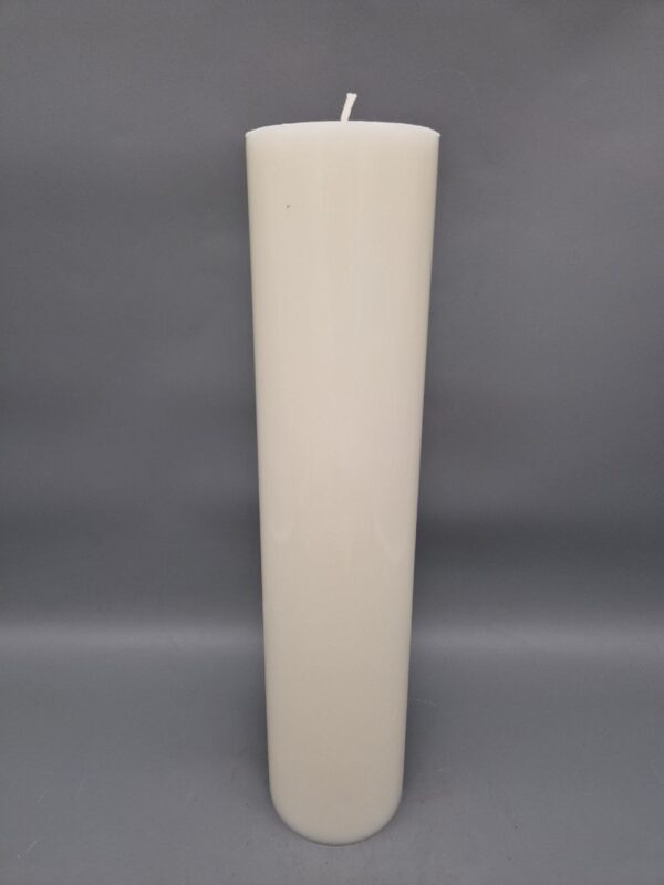 NACHHALTIGE Flachkopfstumpen-Kerze, 35 x 8 cm, Recycling-Wachs, gebrochenes weiß – Bild 2
