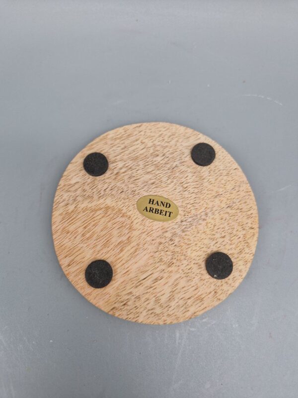 Runder Kerzenteller aus modernem Holz, Durchmesser 10 cm, für Stumpenkerzen mit Durchmesser 7 – Bild 2