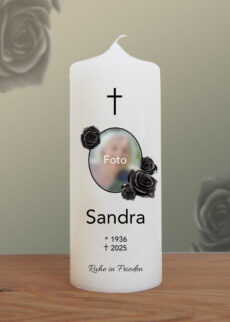 Stumpenkerze 8cm schwarze Rosen trauerkerze